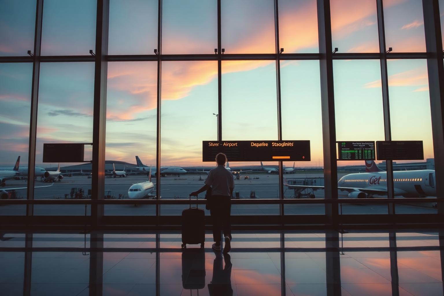 Premium airport terminal at dawn