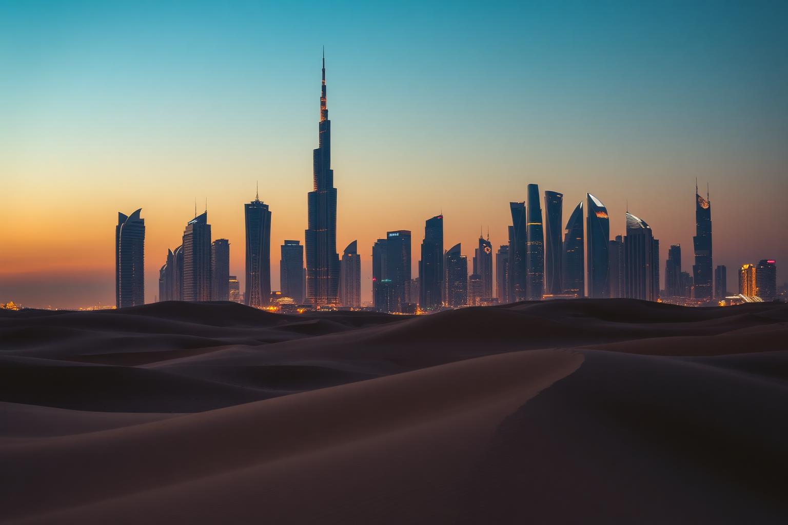 Dubai skyline at dusk